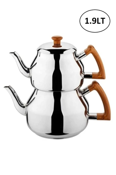 Özkent Marmaris Mini Boy Ahşap Kulp 1,9 Lt Paslanmaz Çelik Çaydanlık K314.03