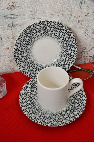 Farika Porselen Dalmaçya 12 Parça 6 Kişilik Porselen Kahve Fincan Takımı