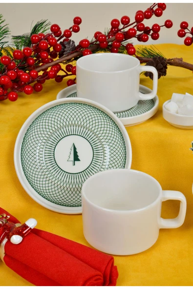 Farika Porselen Kartanem 4 Parça 2 Kişilik Porselen Çay Fincanı Takımı - 2