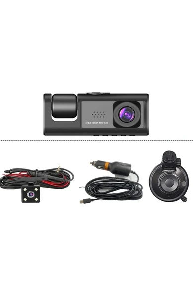 1080P DVR 3 Adet Ön Arka iç Geniş Açılı Sürüş Kaydedici 2 İnç Ekranlı Gece Görüşlü Araç Kamerası - 6