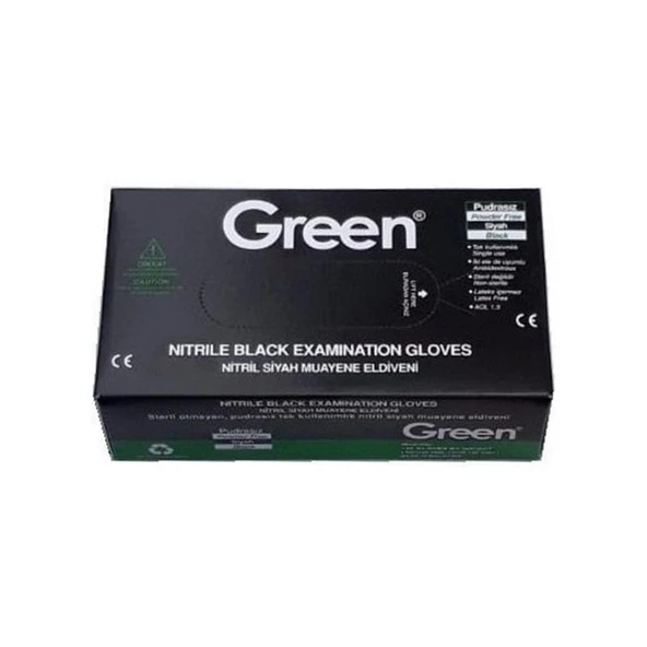 Green Pudrasız Nitril Eldiven Siyah L 100'lü Paket - 2