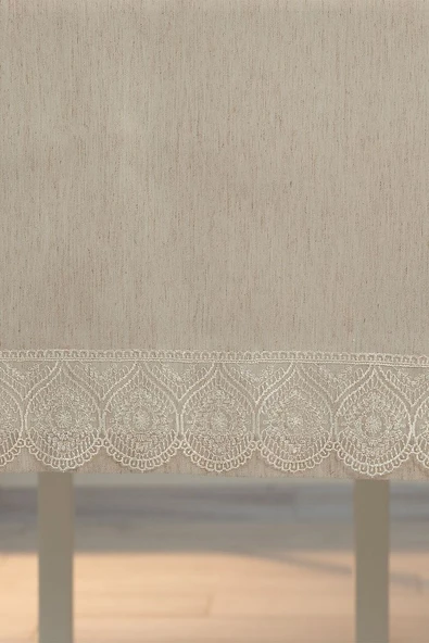 Keten Masa Örtüsü Leke Tutmaz Bej Rengi 160x220 cm Masa Örtüsü - 4