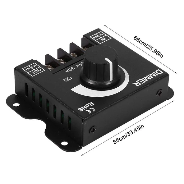 Dimmer DC 12V-24V 30A LED ışık bandı regülatörü LED şeritler için ışık kontrolü siyah karartma cihaz - 5