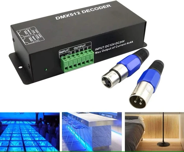 DMX-512 Dekoder Dijital Ekran Dimmer Sürücü RGBW 4 Kanal LED Kontrol Cihazı Şerit band DC12V-24V 348W
