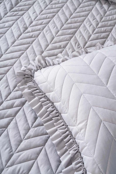 Rivaİstanbul Miranda Fırfırlı Çift Kişilik Yatak Örtüsü Takımı 3 Parça Uyku & Çeyiz Seti - Resim 5