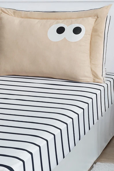 Pes Lastikli Çarşaf Seti Tek Kişilik Funny Kahve - Resim 3