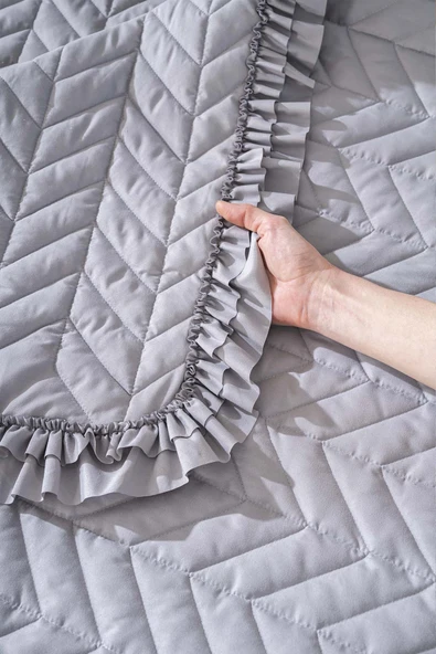 Rivaİstanbul Miranda Fırfırlı Çift Kişilik Yatak Örtüsü Takımı 3 Parça Uyku & Çeyiz Seti - Resim 6