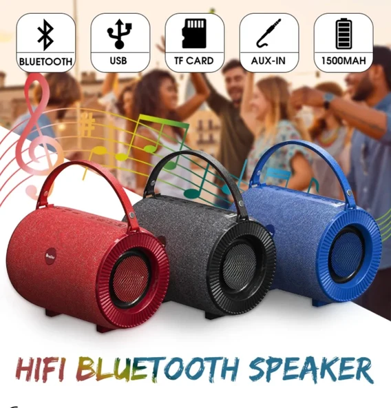 QASUL Yüksek Ses Kalitesi El Tipi Kablosuz Bluetooth Hoparlör  1500mah Pil Kumaş Tasarım - 5