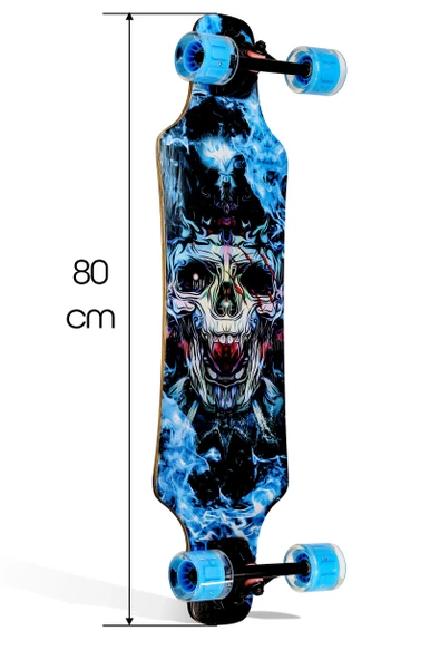Kaykay + Koruyucu Set Silikon Teker Diz Dirsek El Koruma Seti Skeleton Model Zımparalı Skateboard - 6