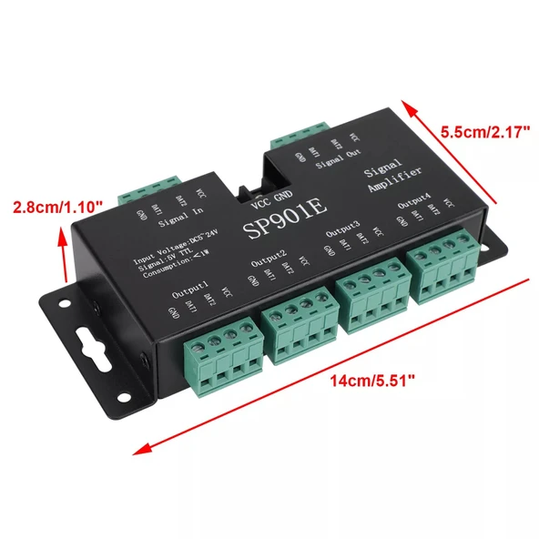RGB Sinyal Amplifikatörü Tekrarlayıcı Adreslenebilir Programlanabilir LED Şerit SP901E Piksel kontrol cihazı - 4