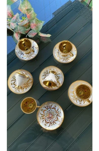 Kosova 90 cc White Gold 6'lı Ayaklı Fincan Takımı RSY-139