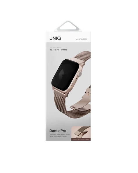 Apple Watch 49mm Ultra 2/1 - 46mm Seri 10 - 45mm Seri 9/8/7 - 44mm Seri SE2/SE/6/5/4 Hasır Kordon  Rose Gold - 3