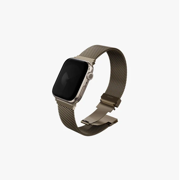 Apple Watch 49mm Ultra 2/1 - 46mm Seri 10 - 45mm Seri 9/8/7 - 44mm Seri SE2/SE/6/5/4 Hasır Kordon  Amber Gold - 3
