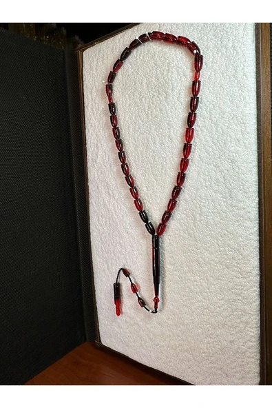 AKRİLİK TESBİH MERMİ KESİM YENİ MODEL KIRMIZI RENK HEDİYE T-296 - Resim 2