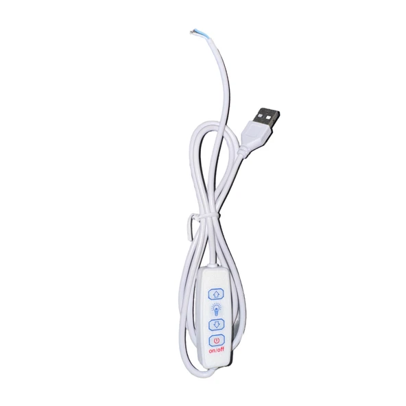 1 adet LED Dimmer USB portu güç kaynağı uzatma kablosu aç kapa karartma anahtarı adaptör tuş beyaz tek renk LED 5-12V
