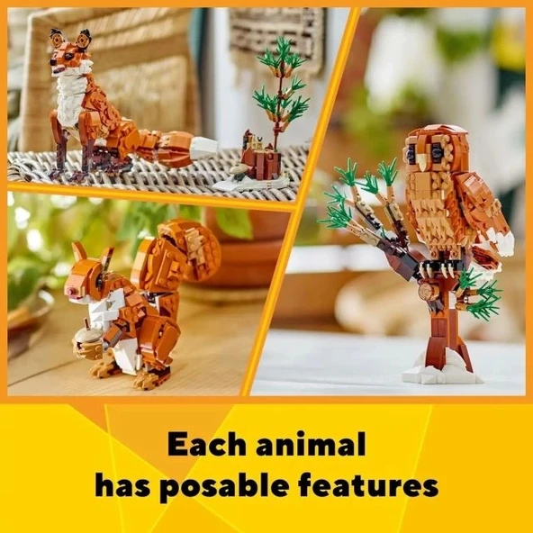 LEGO Creator 3'ü 1 Arada Orman Hayvanları: Kızıl Tilki Oyuncak 31154 - 4