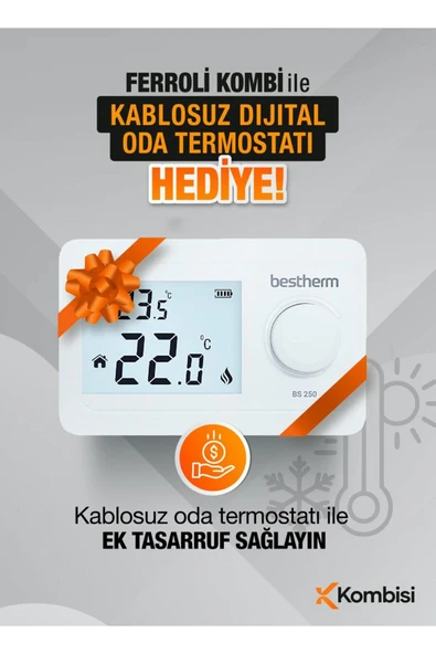 Ferroli Bluehelix Tech 26 kW Yoğuşmalı Kombi + Oda Termostatı - 2