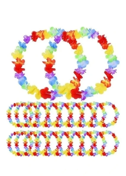 Nessiworld Hawaii Çiçekli Boyun Kolyesi - Renkli Tropikal Parti Leisi 12 Adet - 2