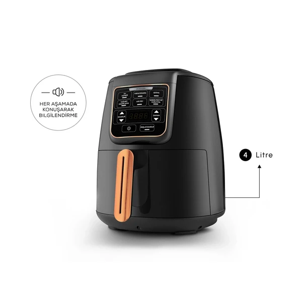 Karaca Air Pro Cook XL 2 in 1 Konuşan Airfryer Black Copper 4 Kişilik - 7