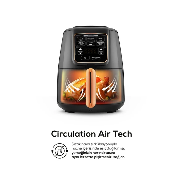 Karaca Air Pro Cook XL 2 in 1 Konuşan Airfryer Black Copper 4 Kişilik - 4