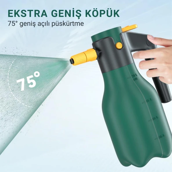Polham 2 Litre Şarjlı Otomatik Yüksek Basınçlı Araç Yıkama Köpük Püskürtücü El Pompası, Çok Amaçlı Köpük Pompası - 5