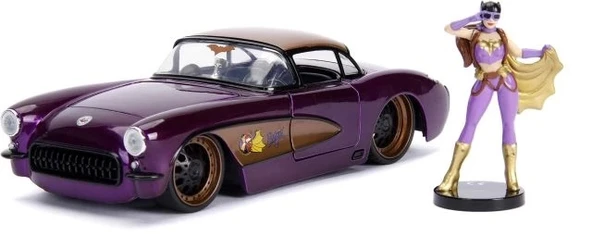 Jada Toys 1: 24 1957 Chevy Corvette W/Batgirl Figürü Bat Girl