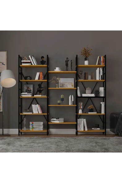 6 RAFLI METAL KİTAPLIK ÜÇ MODÜL ürün görseli