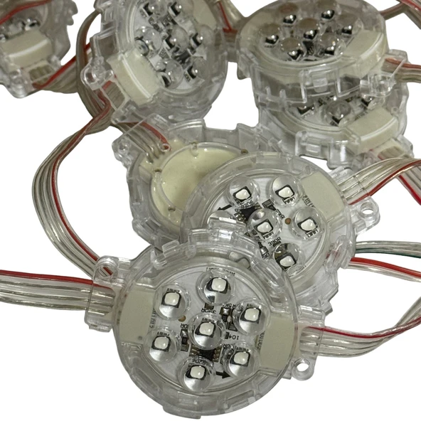 Proje LED nokta ışık dekorasyonu RGB piksel IP65 su geçirmez DC 24V 50mm LED nokta ışığı aydınlatma noel yılbaşı gösteri WS2811 - 3