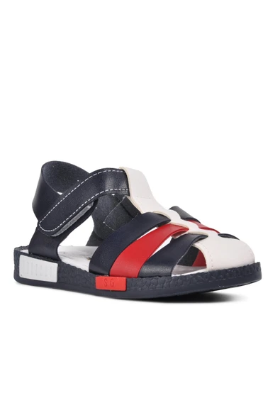 Ayakmod Lacivert Kırmızı Ortopedik Erkek Çocuk Sandalet 210111 Ç - 3