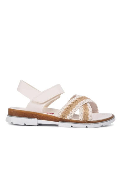 Ayakmod Beyaz Comfort Kız Çocuk Düz Sandalet 210101 Ç
