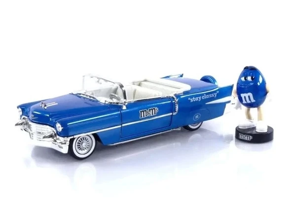 Jada Toys M&M'in 1956 Cadillac El Dorado Döküm Arabası Ve Mavi Figür