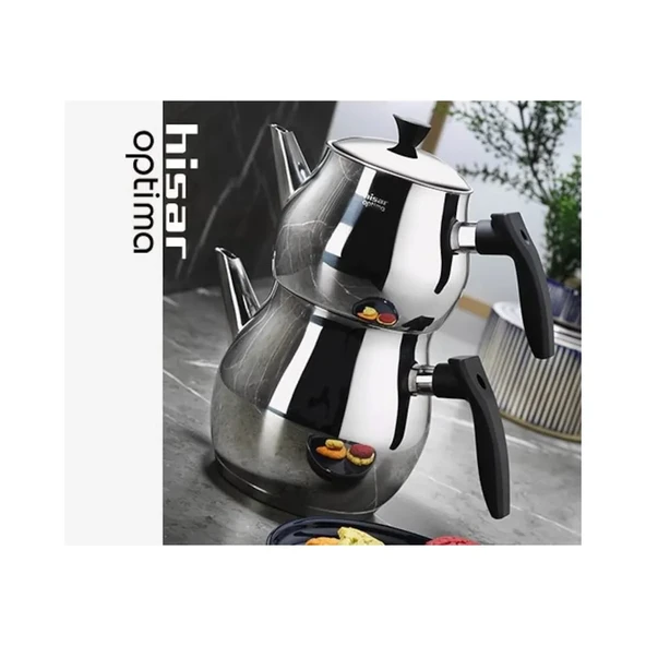 Hisar Optima Siyah Çelik Çaydanlık Paslanmaz Çelik (TEŞHİR)