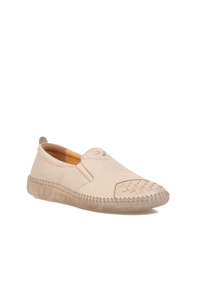 Ayakmod Bej Hakiki Deri Kadın Casual Ayakkabı Premium 04132 Z - Resim 3