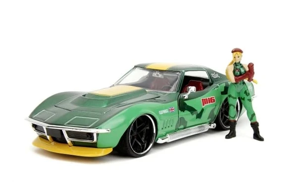 Street Fighter 1:24 1969 Chevrolet Corvette Stingray ZL1 ve Cammy Figürü