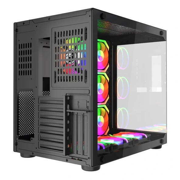 Gametech Prime V3 Tuş Kontrollü RGB 7x120mm Fan Oyuncu (Gaming) Bilgisayar Kasası - Resim 3