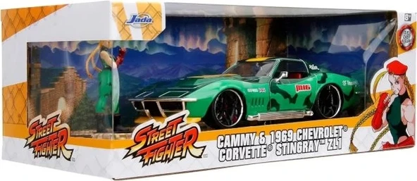 Street Fighter 1:24 1969 Chevrolet Corvette Stingray ZL1 ve Cammy Figürü - 4