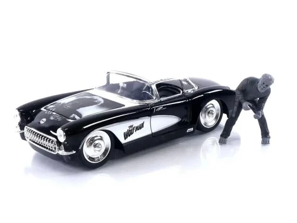 Universal Monsters1957 Chevy Corvette Döküm Araba ve Wolfman Figürü