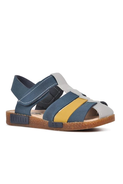 Ayakmod Lacivert Hardal Ortopedik Erkek Çocuk Sandalet 210111 Ç - 3