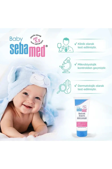 SEBAMED BABY HASSAS CİLTLER PANTENOL İÇERİKLİ YUMUŞAK BEBEK KREMİ 200 ML - 5