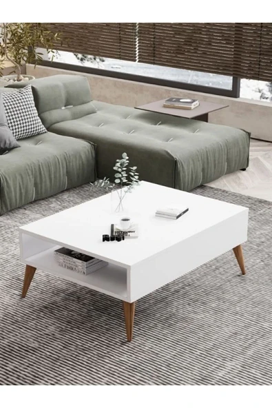 Orta Sehpa Masa Salon Sehpası Lüx Model 90x50x33 Beyaz - 4