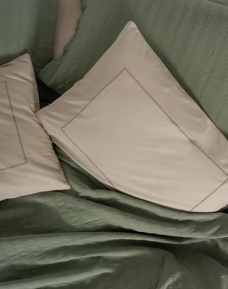 Cotton Box  Çift Kişilik Yatak Örtülü Pike Takımı Natura Vilo Yeşil - Resim 3