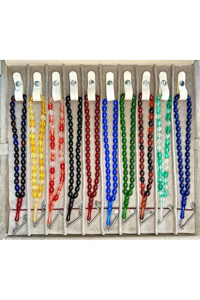 10 ADET TOZ KEHRİBAR TESBİH TEK TEK KARTON HEDİYE KUTULU ürün görseli 1