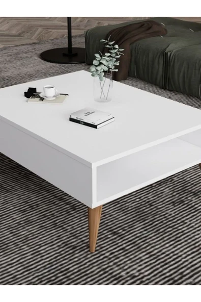Orta Sehpa Masa Salon Sehpası Lüx Model 90x50x33 Beyaz - 3