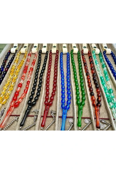 8 ADET TOZ KEHRİBAR TESBİH TEK TEK KARTON HEDİYE KUTULU - Resim 4