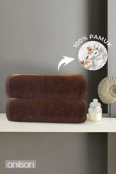 2'li Kahve Banyo Havlusu - 70x140 Cm, 490 Gr, %100pamuk, Spa Ve Otel Havlusu, Günlük Kullanıma Uygun