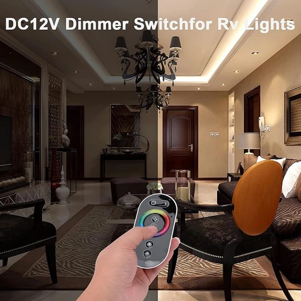 Dokunmatik Kumandalı RGB Şerit Led Kontrol Devresi cihaz 644-TOU-RF-RGB18A Siyah 432W 12-24V uzaktan kumanda RF - 2