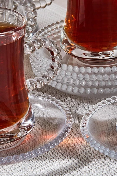 Pearl 12 Parça Boncuklu Cam Çay Takımı 180 ml Çay Seti - 2