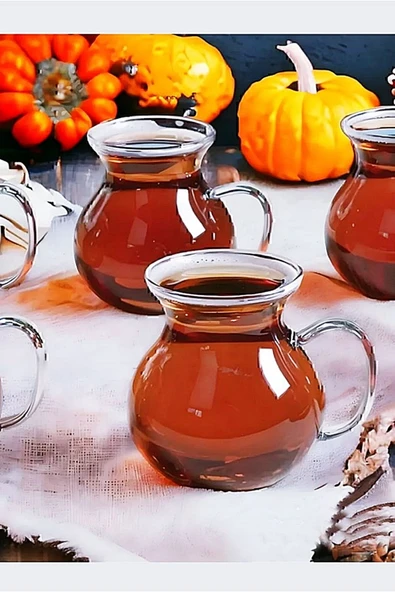 6'lı Keyfi Ala Borosilikat Cam Kulplu Çay Bardağı 220ml Bardak - 2