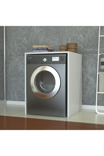 Çamaşır Makine Alt Dolabı Kurutma Makinesi Dolabı Beyaz Suntalam