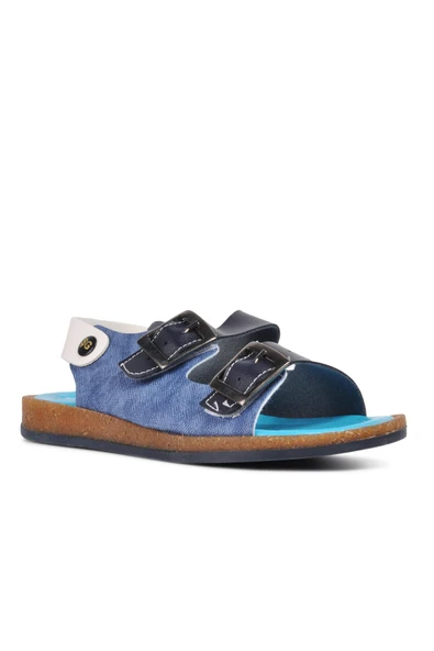Ayakmod Lacivert Mavi Ortopedik Erkek Çocuk Sandalet 006 F - Resim 3